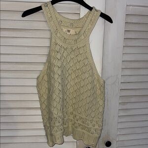 Cream Ribbed Cut Out Tank Top